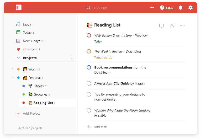 Todoist is a visual task management app